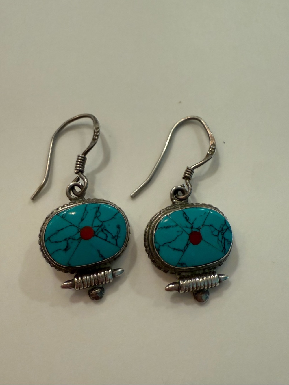 Sterling Silver and Turquoise Drop Earrings